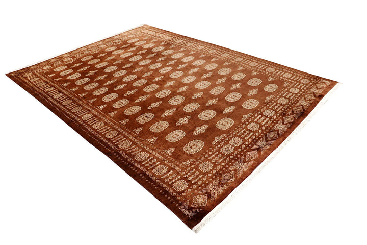 Saddle Brown Pakistani Bokhara Rug 6' 4" x 8' 10" Hand-Knotted | No. QA49481