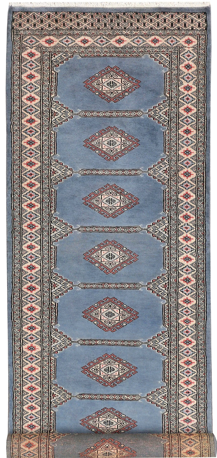 Light Slate Grey Pakistani Jaldar Rug 2' 8" x 9' 4" Hand-Knotted | No. QA49556