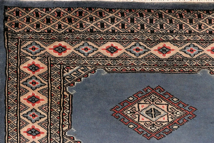 Light Slate Grey Pakistani Jaldar Rug 2' 8" x 9' 4" Hand-Knotted | No. QA49556