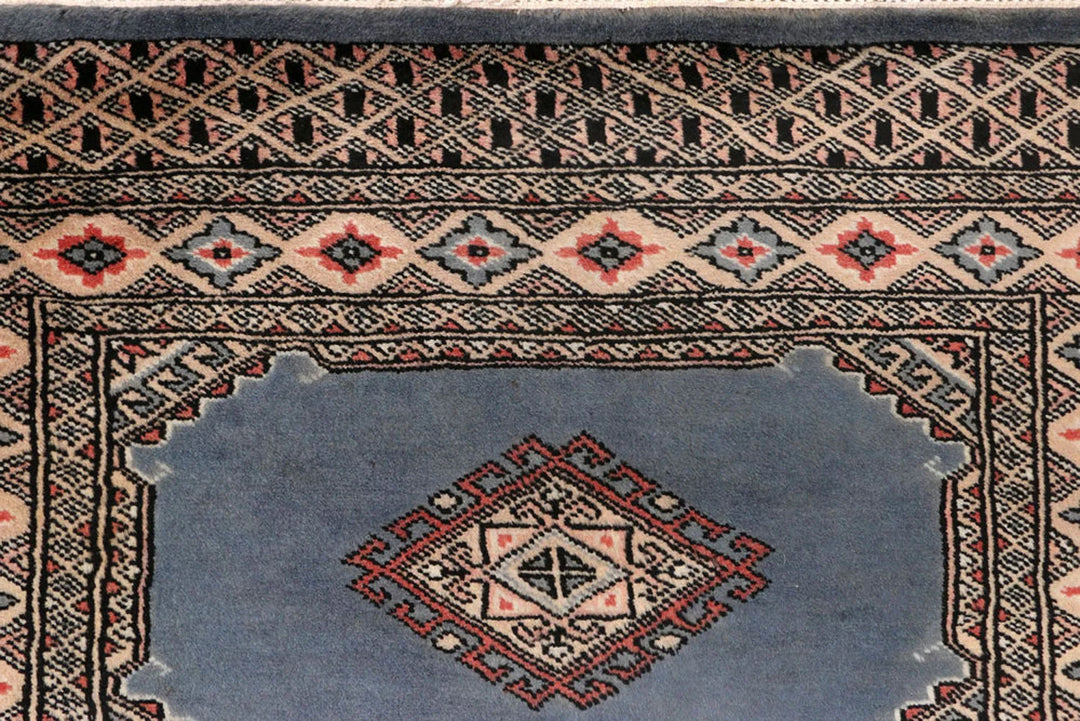 Light Slate Grey Pakistani Jaldar Rug 2' 8" x 9' 4" Hand-Knotted | No. QA49556