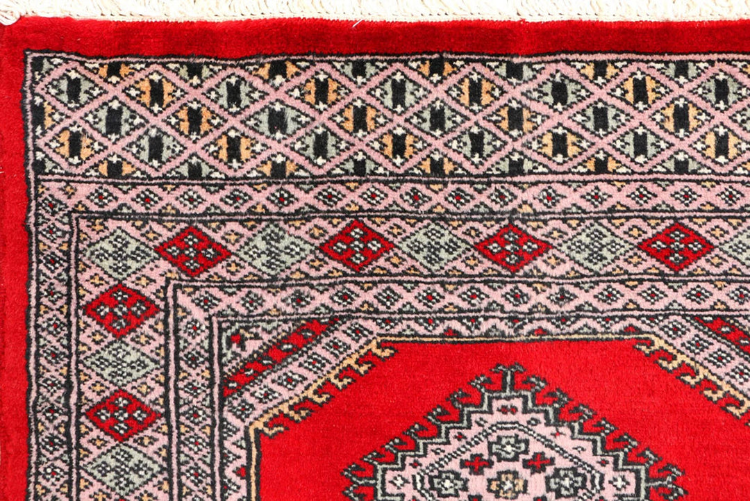 Red Pakistani Jaldar Rug 2' 4" x 3' 7" Hand-Knotted | No. QA49810