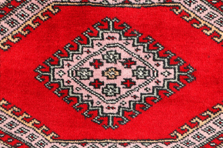 Red Pakistani Jaldar Rug 2' 4" x 3' 7" Hand-Knotted | No. QA49810