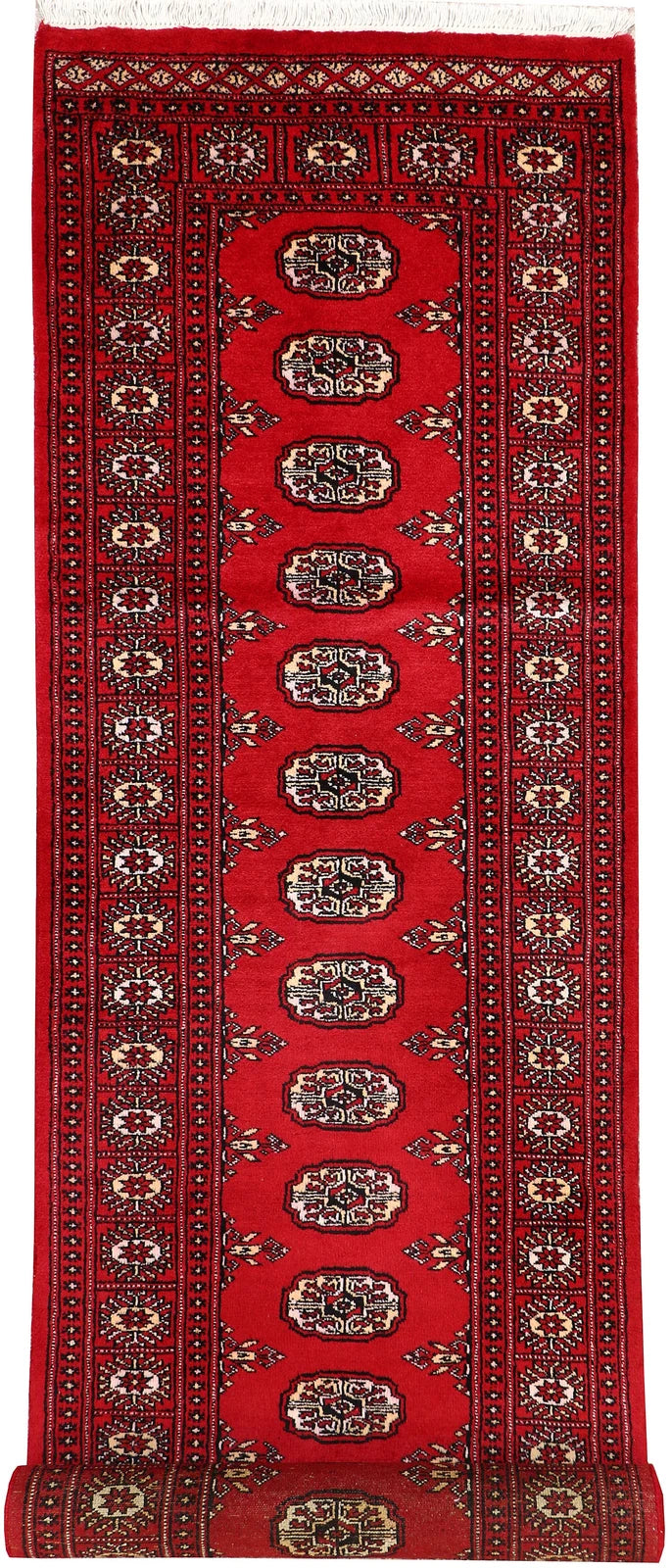 Red Pakistani Bokhara Runner 2' 7" x 9' 11" Hand-Knotted | No. QA49895