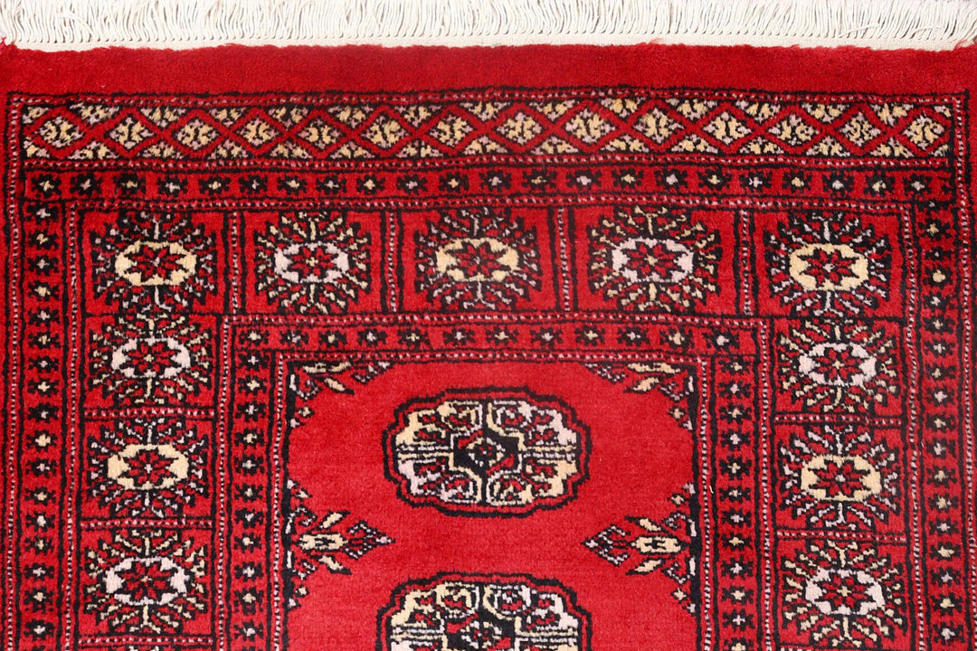 Red Pakistani Bokhara Runner 2' 7" x 9' 11" Hand-Knotted | No. QA49895