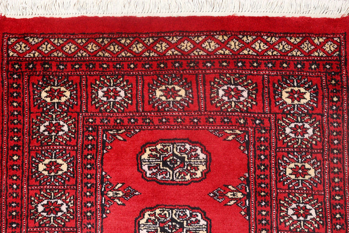 Red Pakistani Bokhara Runner 2' 7" x 9' 11" Hand-Knotted | No. QA49895