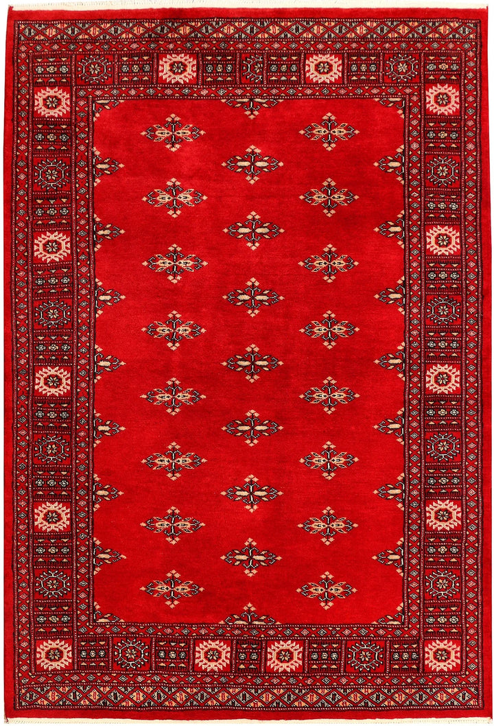 Dark Red Pakistani Butterfly Rug 4' 1" x 5' 11" Hand-Knotted | No. QA49967