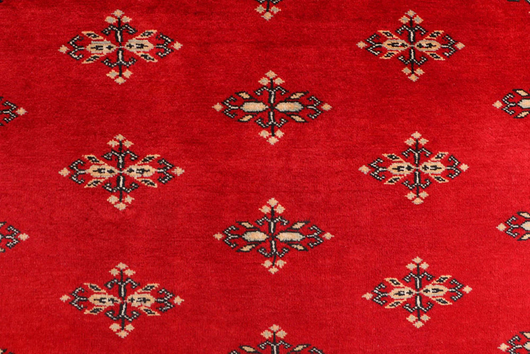 Dark Red Pakistani Butterfly Rug 4' 1" x 5' 11" Hand-Knotted | No. QA49967
