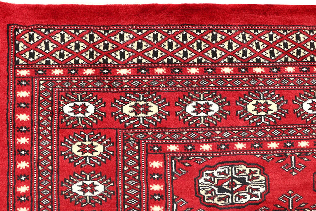 Red Bokhara Rug 4' 11" x 8' 1" Hand-Knotted | No. QA50135