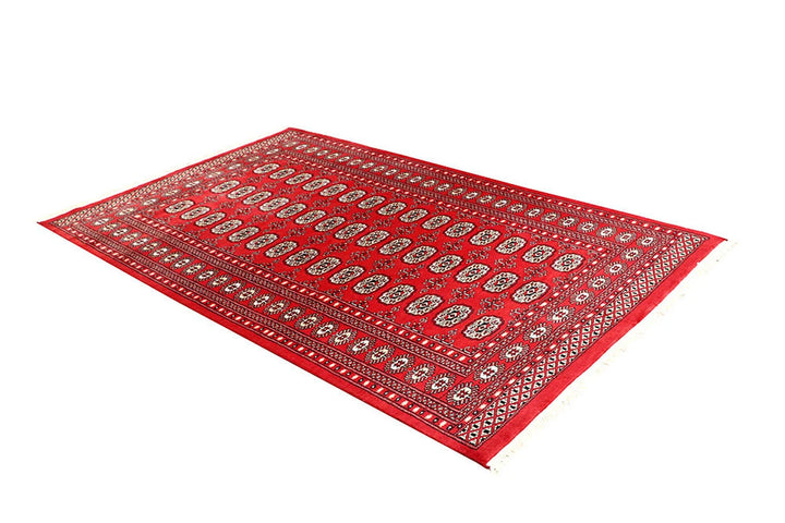Red Bokhara Rug 4' 11" x 8' 1" Hand-Knotted | No. QA50135