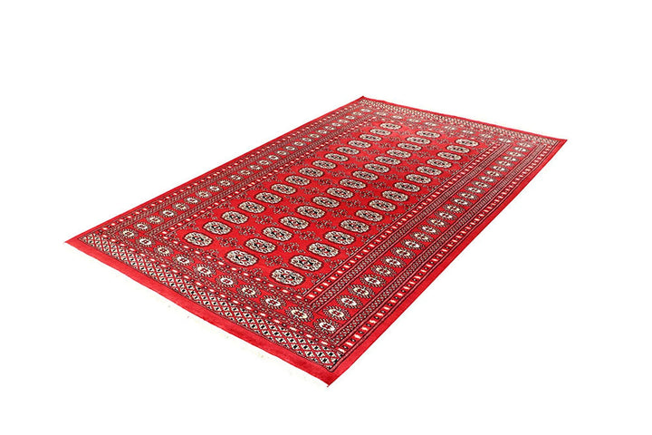 Red Bokhara Rug 4' 11" x 8' 1" Hand-Knotted | No. QA50135