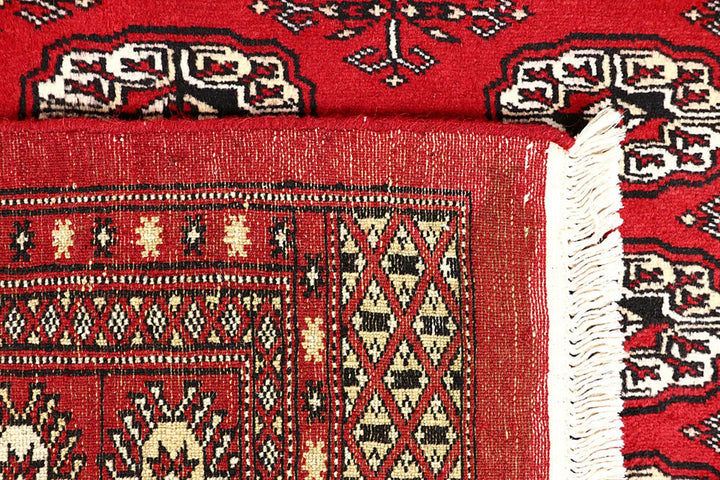 Red Bokhara Rug 4' 11" x 8' 1" Hand-Knotted | No. QA50135