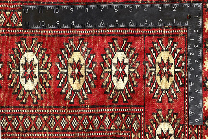 Red Bokhara Rug 4' 11" x 8' 1" Hand-Knotted | No. QA50135