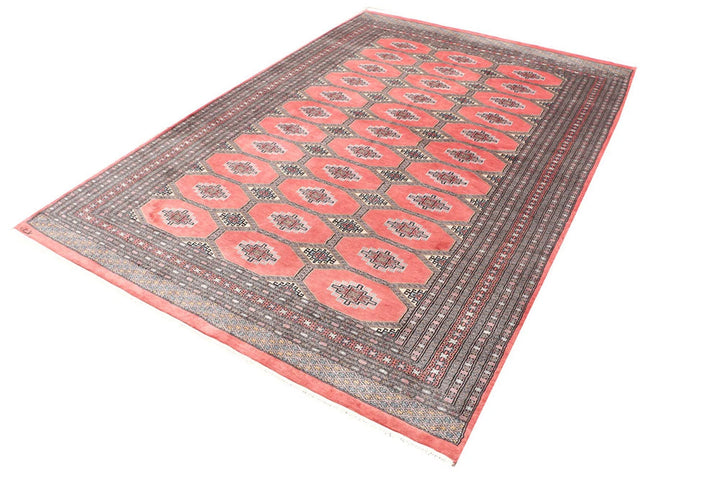 Dark Salmon Pakistani Jaldar Rug 6' 6" x 9' 6" Hand-Knotted | No. QA50204