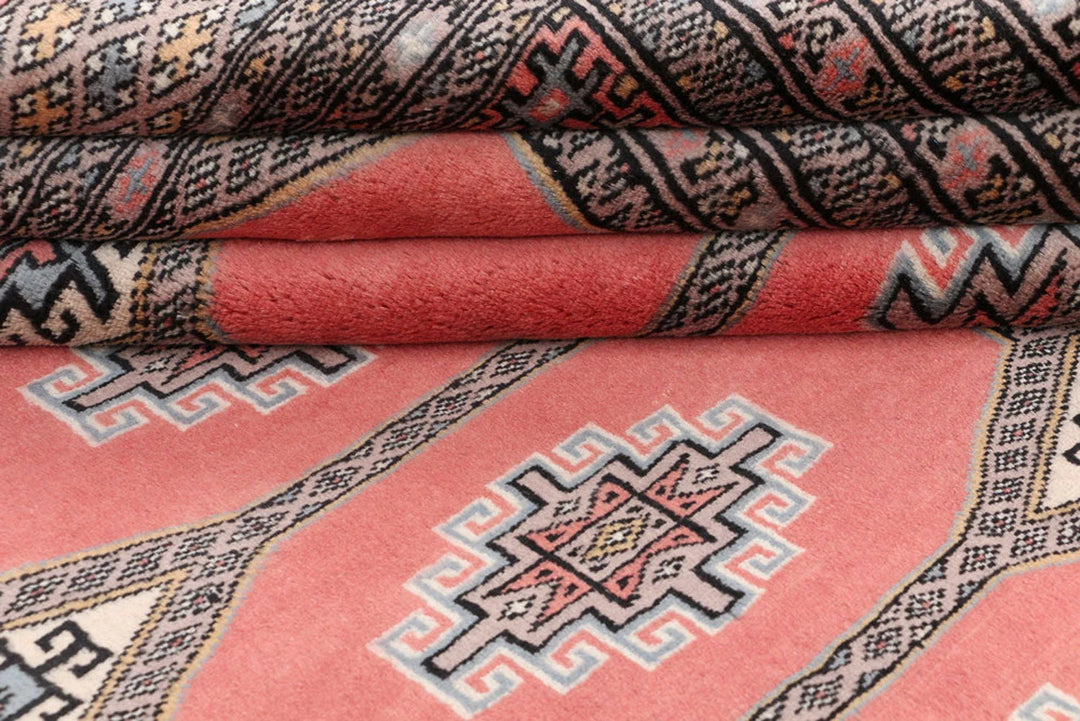 Dark Salmon Pakistani Jaldar Rug 6' 6" x 9' 6" Hand-Knotted | No. QA50204