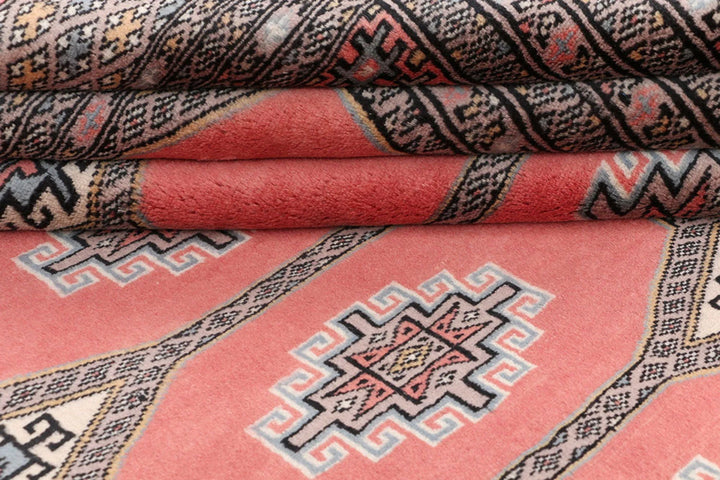 Dark Salmon Pakistani Jaldar Rug 6' 6" x 9' 6" Hand-Knotted | No. QA50204