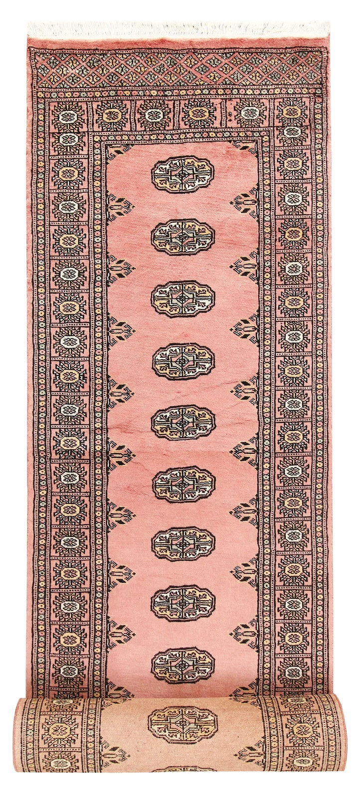 Salmon Bokhara Rug 2' 7" x 13' 7" Hand-Knotted | No. QA50210