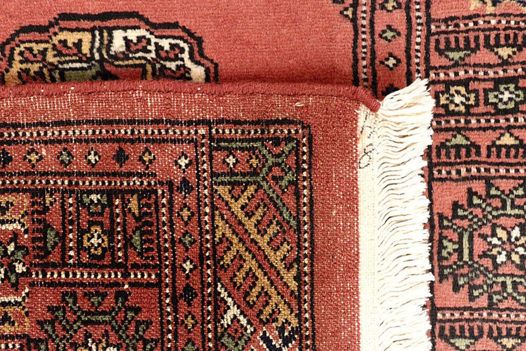 Salmon Pakistani Bokhara Rug 2' 6" x 13' 9" Hand-Knotted | No. QA50258