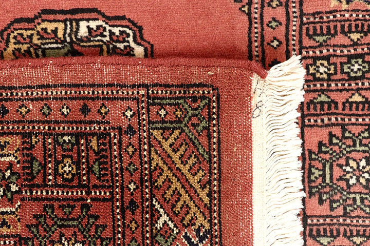 Salmon Pakistani Bokhara Rug 2' 6" x 13' 9" Hand-Knotted | No. QA50258