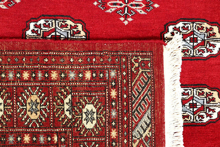 Firebrick Red Pakistani Bokhara Rug 5' 1" x 8' 2" Hand-Knotted | No. QA50273