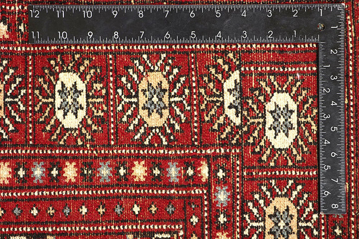 Firebrick Red Pakistani Bokhara Rug 5' 1" x 8' 2" Hand-Knotted | No. QA50273