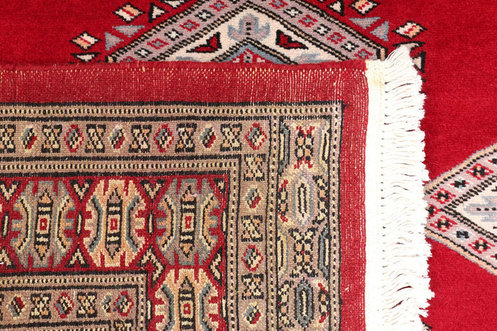 Dark Red Pakistani Jaldar Rug 3' 2" x 6' 3" Hand-Knotted | No. QA50422