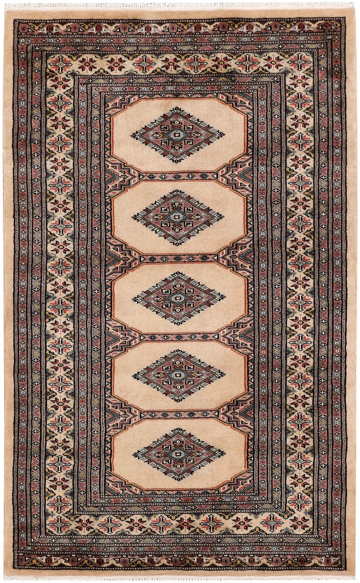 Brown Pakistani Jaldar Rug 3' 1" x 5' Hand-Knotted | No. QA50506