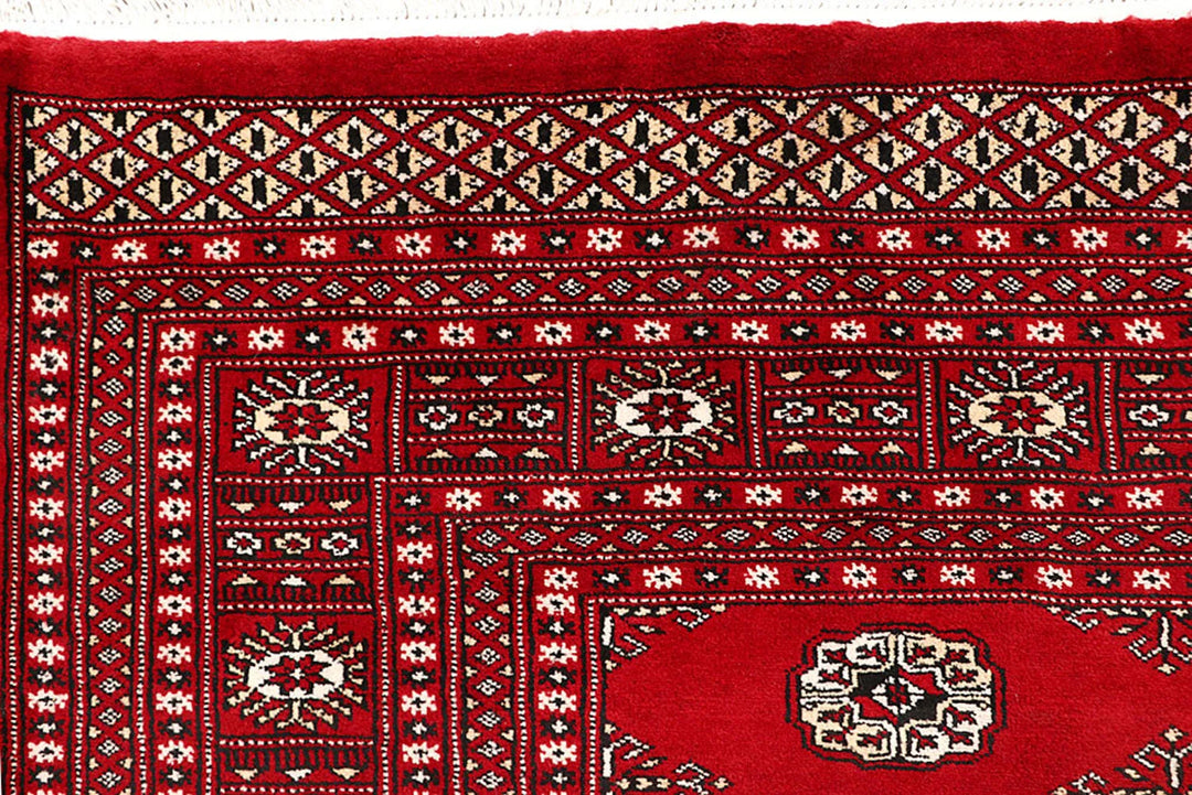 Red Pakistani Bokhara Rug 9' 2" x 11' 11" Hand-Knotted | No. QA50610
