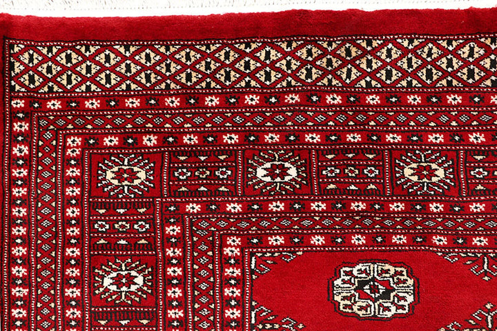 Red Pakistani Bokhara Rug 9' 2" x 11' 11" Hand-Knotted | No. QA50610