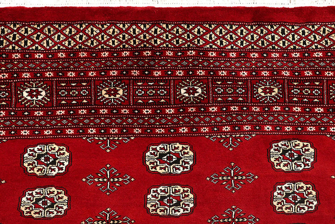 Red Pakistani Bokhara Rug 9' 2" x 11' 11" Hand-Knotted | No. QA50610