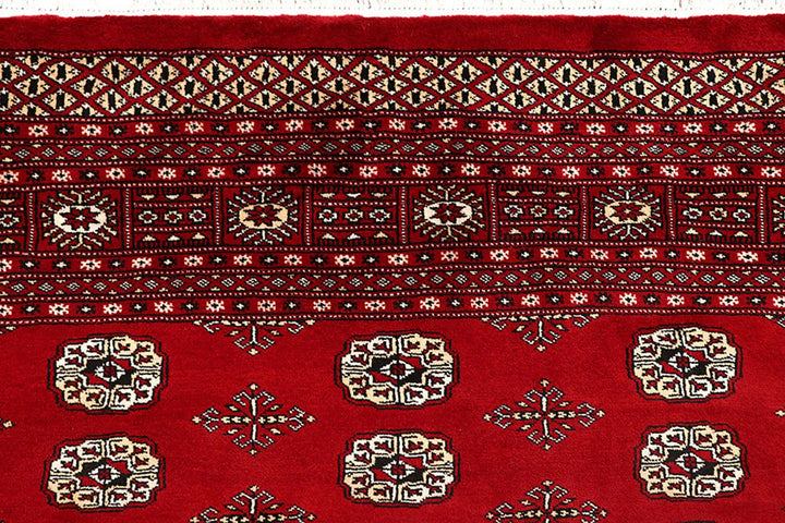Red Pakistani Bokhara Rug 9' 2" x 11' 11" Hand-Knotted | No. QA50610