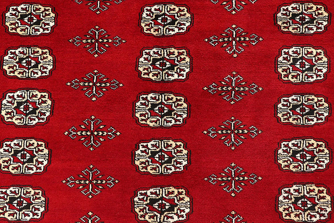Red Pakistani Bokhara Rug 9' 2" x 11' 11" Hand-Knotted | No. QA50610