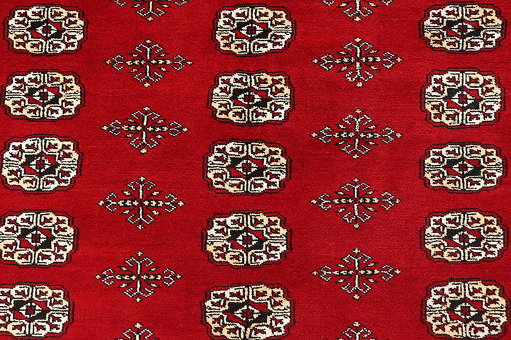 Red Pakistani Bokhara Rug 9' 2" x 11' 11" Hand-Knotted | No. QA50610
