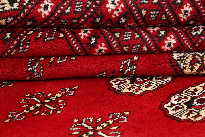 Red Pakistani Bokhara Rug 9' 2" x 11' 11" Hand-Knotted | No. QA50610