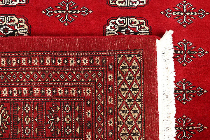 Red Pakistani Bokhara Rug 9' 2" x 11' 11" Hand-Knotted | No. QA50610