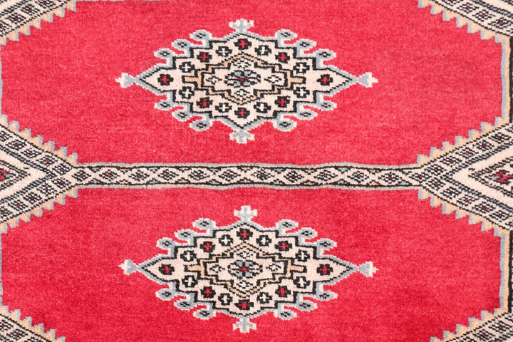 Red Pakistani Jaldar Rug 2' 7" x 3' 9" Hand-Knotted | No. QA50633