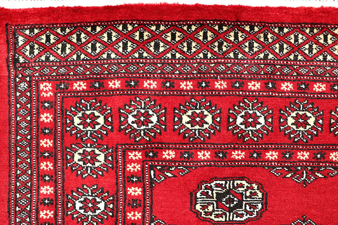 Red Bokhara Rug 4' 11" x 8' 4" Hand-Knotted | No. QA50662