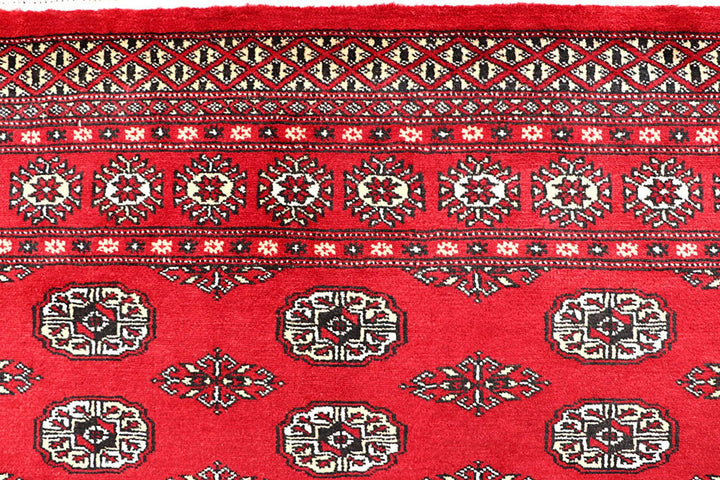 Red Bokhara Rug 4' 11" x 8' 4" Hand-Knotted | No. QA50662