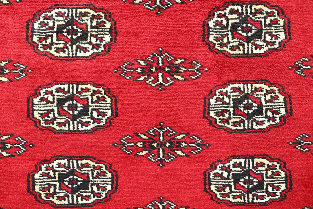 Red Bokhara Rug 4' 11" x 8' 4" Hand-Knotted | No. QA50662