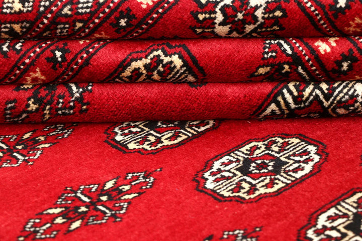 Red Bokhara Rug 4' 11" x 8' 4" Hand-Knotted | No. QA50662