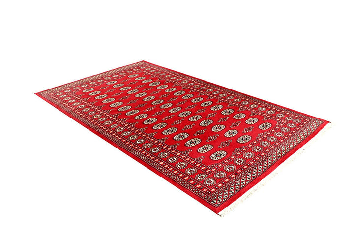 Red Bokhara Rug 4' 11" x 8' 4" Hand-Knotted | No. QA50662