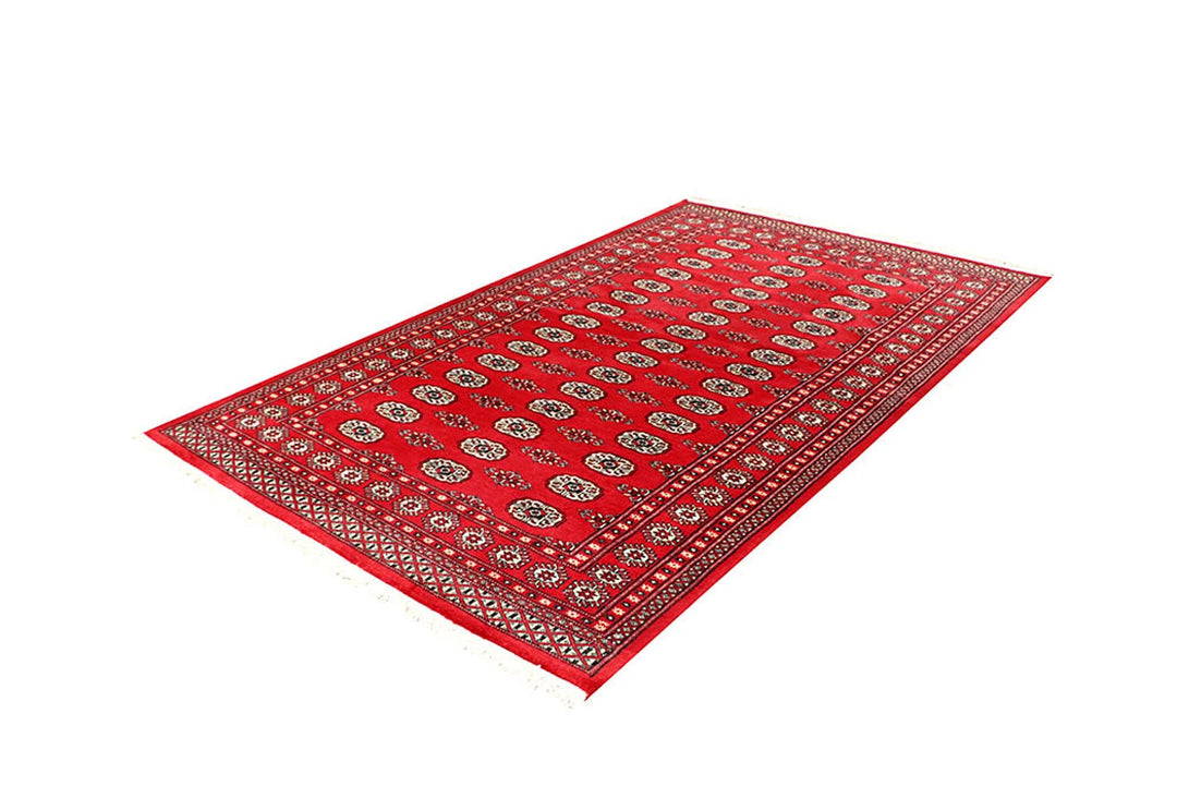 Red Bokhara Rug 4' 11" x 8' 4" Hand-Knotted | No. QA50662