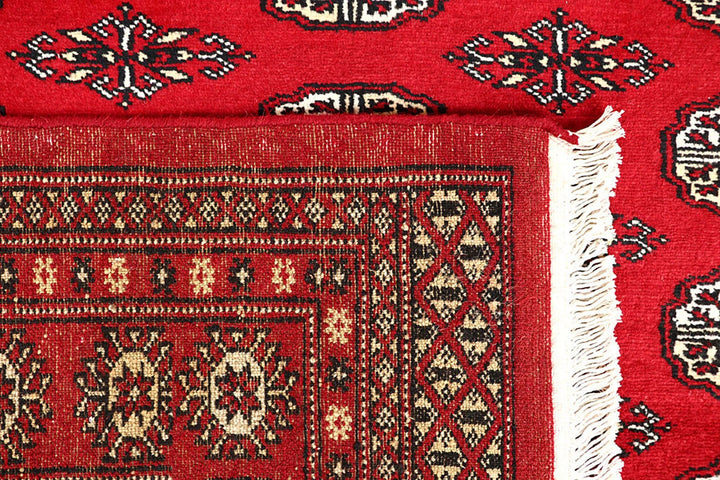 Red Bokhara Rug 4' 11" x 8' 4" Hand-Knotted | No. QA50662