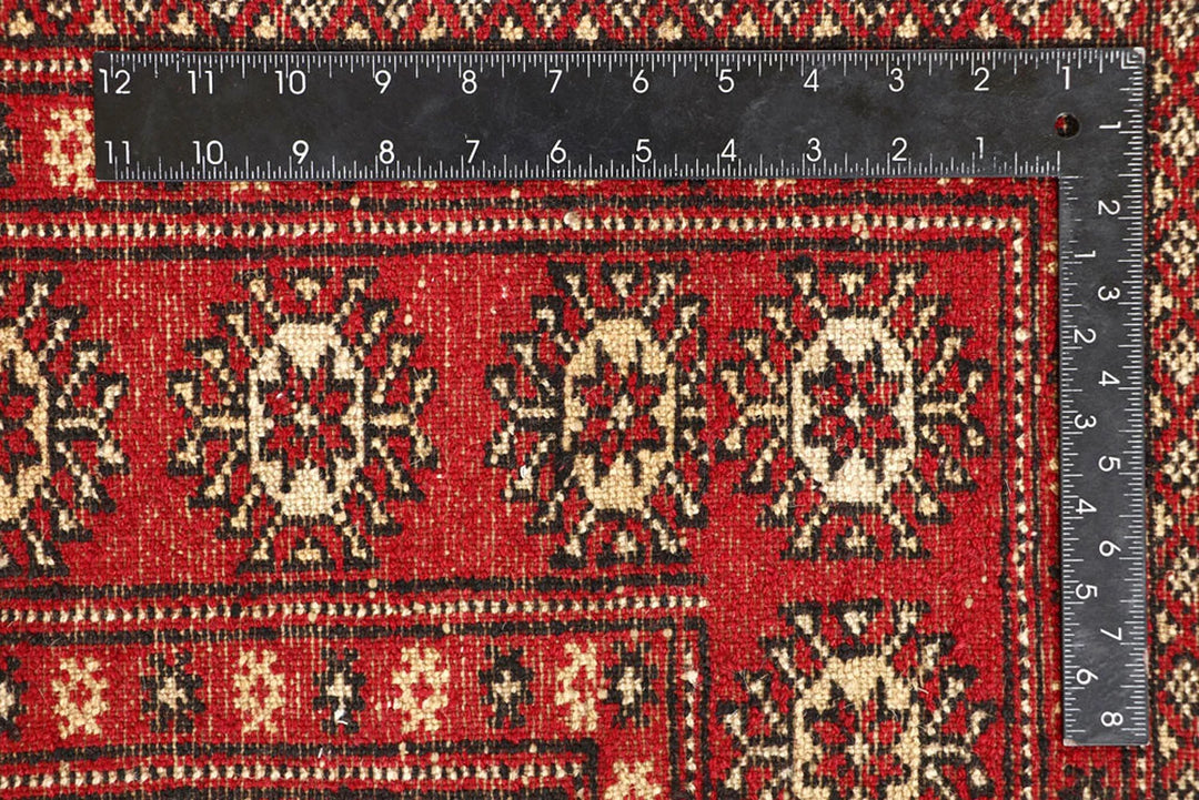 Red Bokhara Rug 4' 11" x 8' 4" Hand-Knotted | No. QA50662