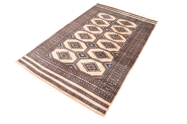 Brown Pakistani Jaldar Rug 4' x 6' 4" Hand-Knotted | No. QA50775