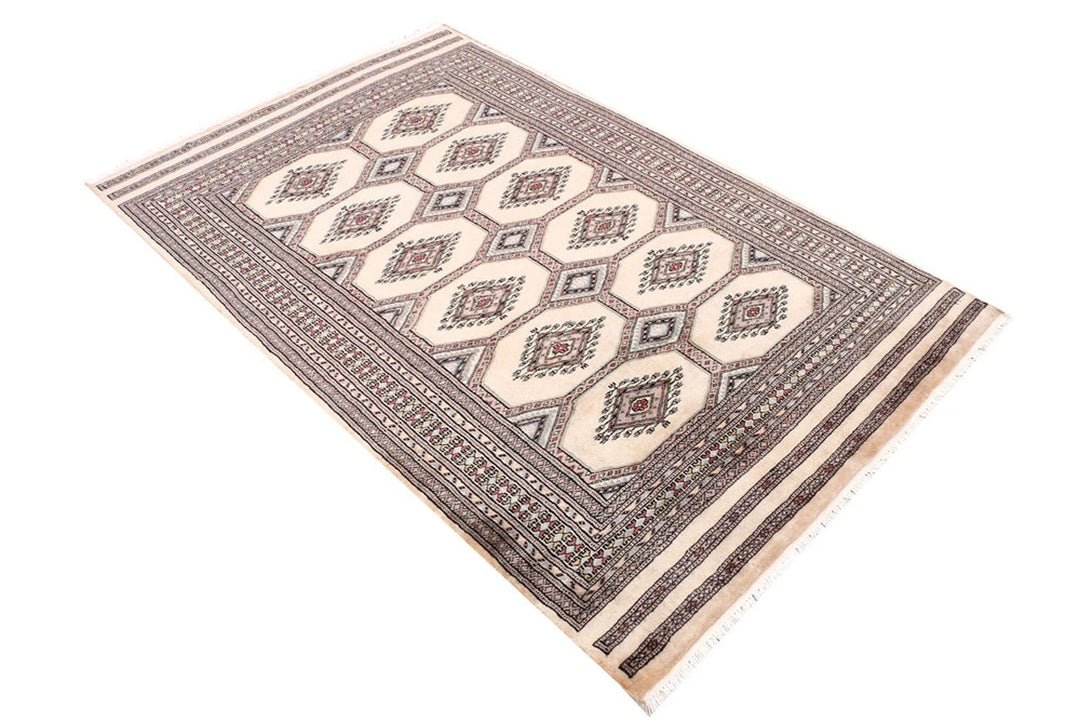 Brown Pakistani Jaldar Rug 4' x 6' 4" Hand-Knotted | No. QA50775