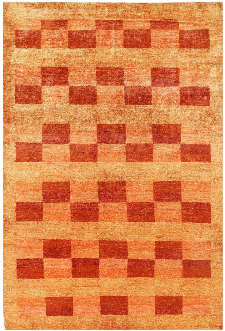 Brown Pakistani Gabbeh Rug 4' 2" x 6' 1" Hand-Knotted | No. QA50896