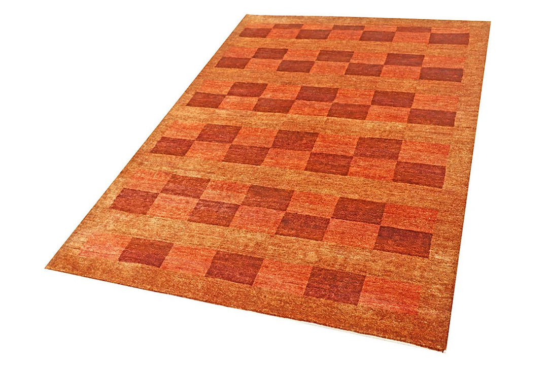 Brown Pakistani Gabbeh Rug 4' 2" x 6' 1" Hand-Knotted | No. QA50896
