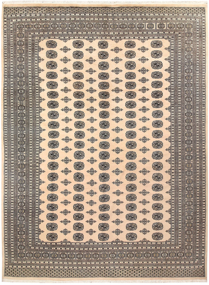 Brown Pakistani Bokhara Rug 9' 1" x 12' 4" Hand-Knotted | No. QA50922