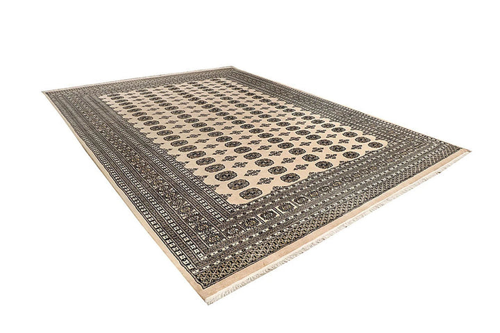 Brown Pakistani Bokhara Rug 9' 1" x 12' 4" Hand-Knotted | No. QA50922