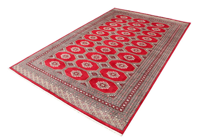 Firebrick Red Pakistani Jaldar Rug 6' 4" x 10' 3" Hand-Knotted | No. QA50975
